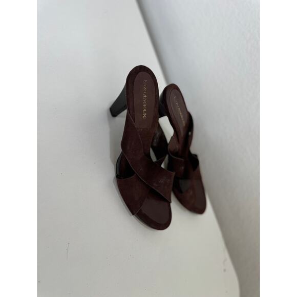 Women's Vintage Brown Suede Enzo Angiolini Sandals Heels Wood 7 - Picture 6 of 9
